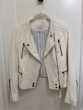 Joie White Leather Moto Jacket